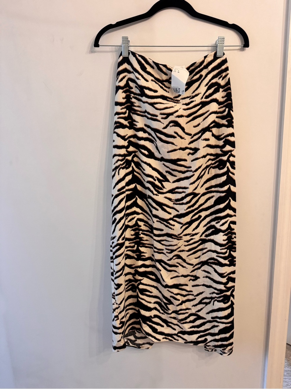 H&M Zebra Print Midi Skirt - Black & Cream